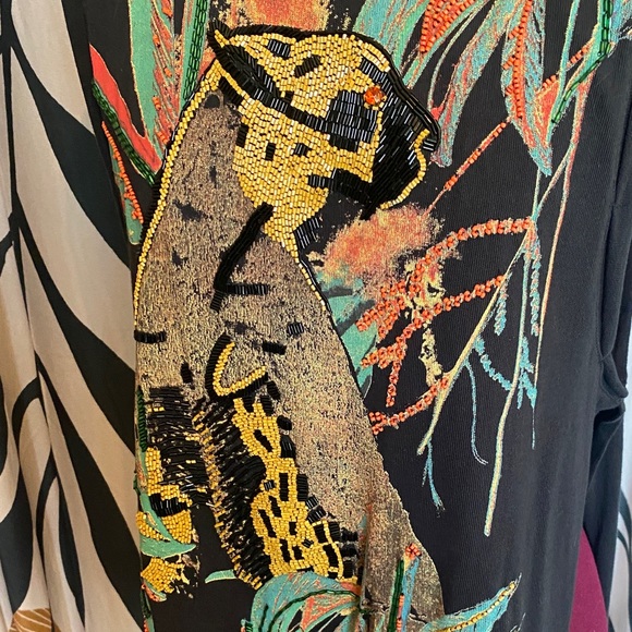 FP Movement by Free People Black Tunic with Vibrant Animal Print- beaded - Picture 3 of 10